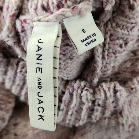 Janie and Jack Girls Speckled Cable Knit Sweater, Orchid Speckled, Size 6 - Picture 8 of 11
